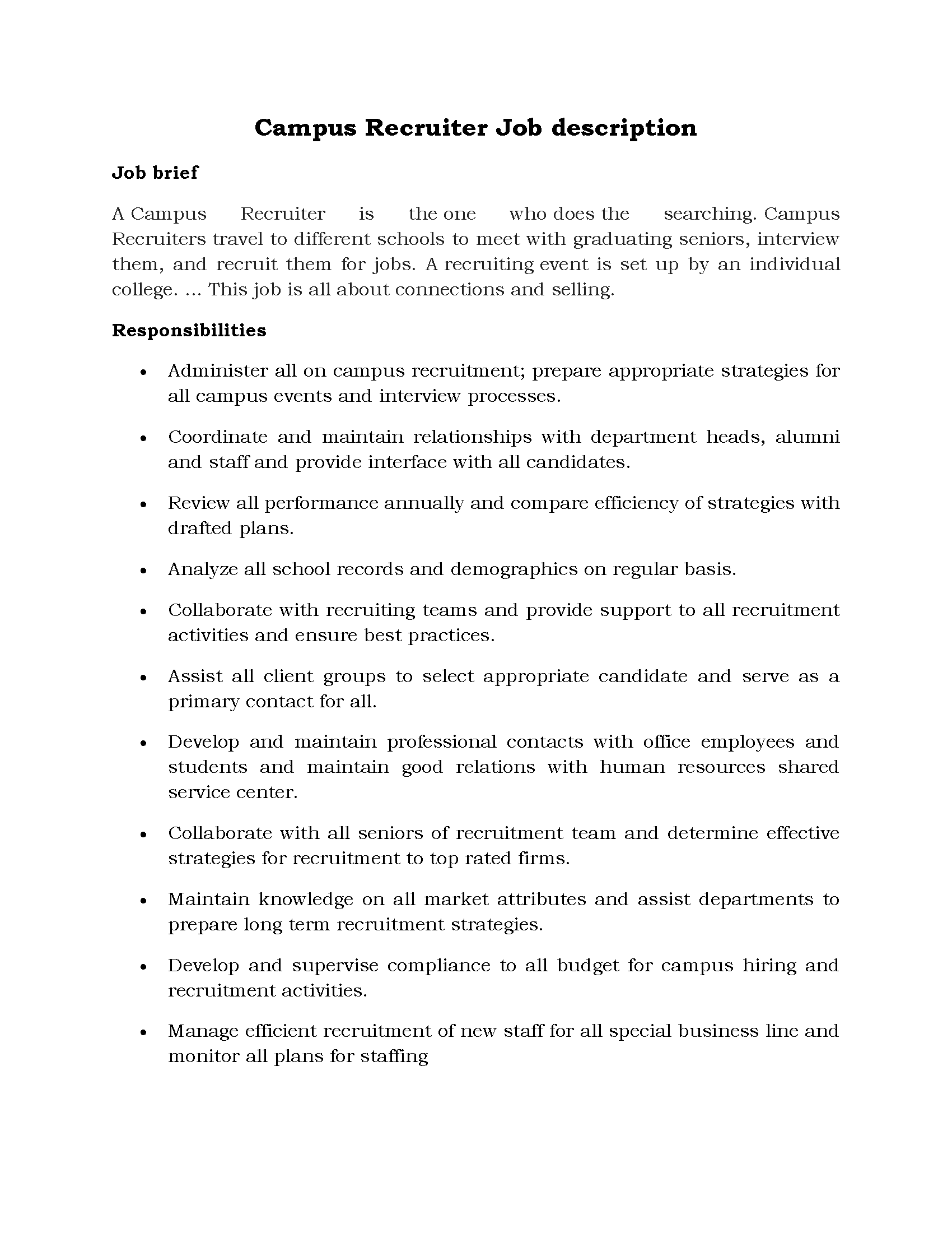 14-Campus Recruiter Job description